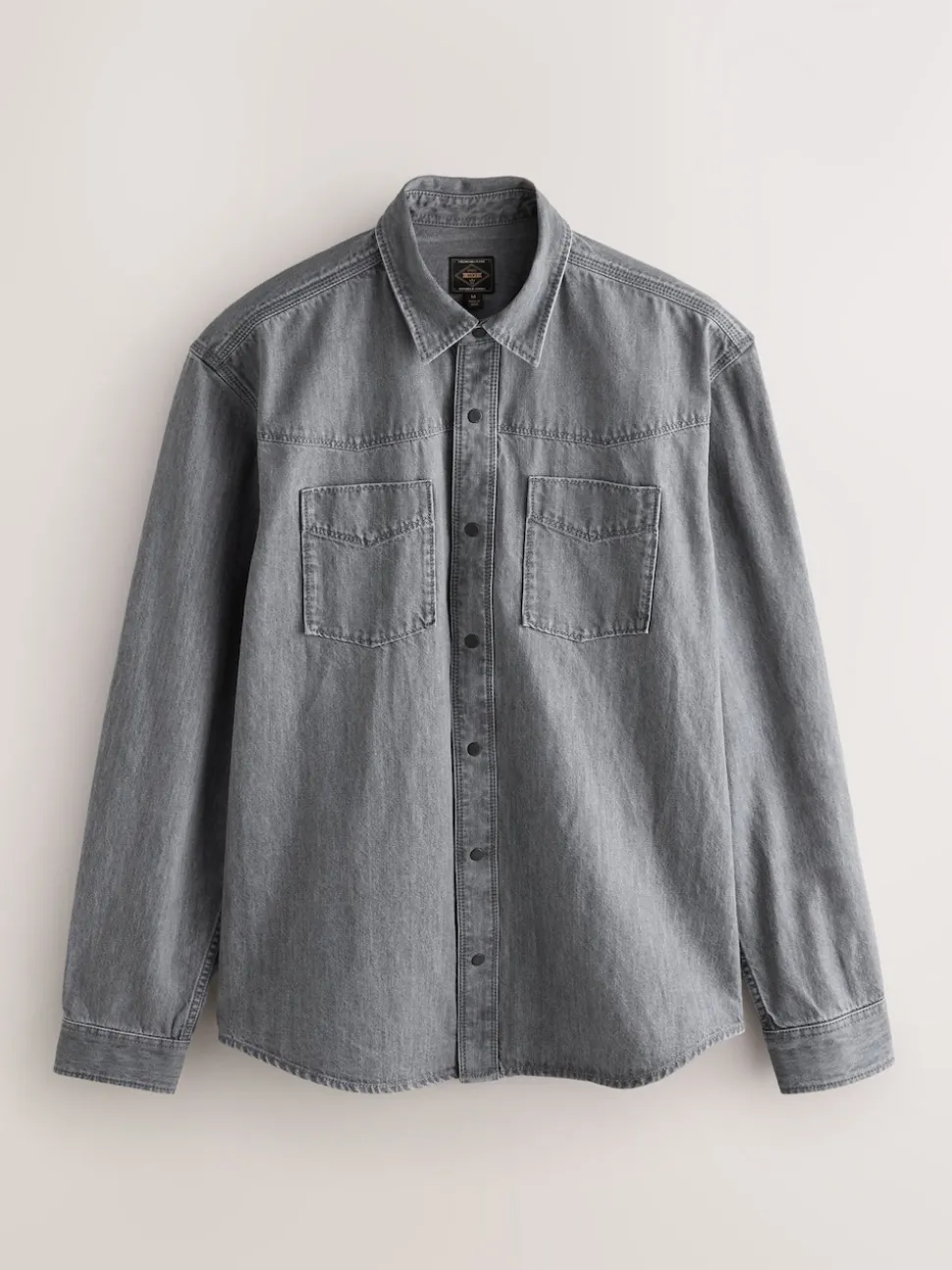 Grey Denim Western Style Long Sleeve Shirt