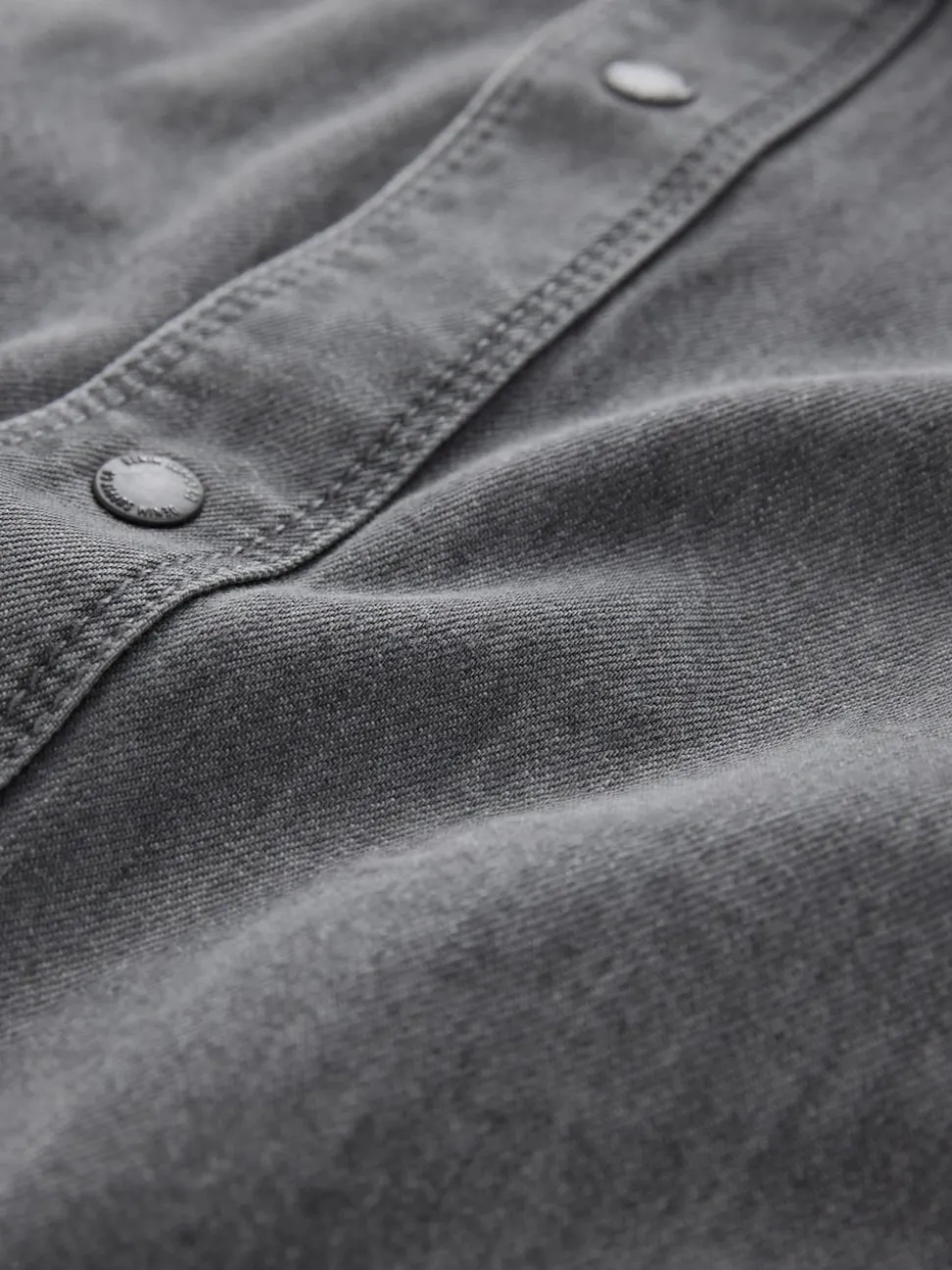 Grey Denim Western Style Long Sleeve Shirt