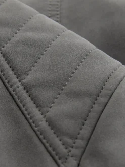 Grey Faux Leather Biker Jacket