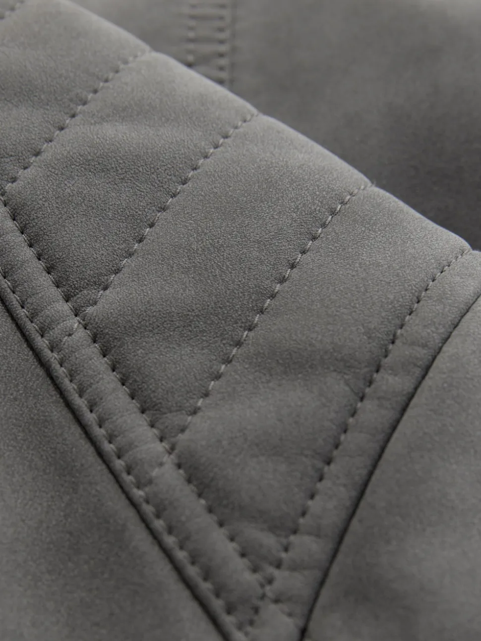 Grey Faux Leather Biker Jacket