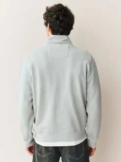 Grey Garment Washed Utility Quarter Zip Sweatshirt