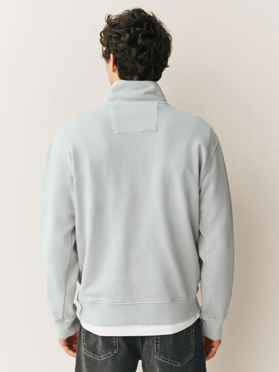 Grey Garment Washed Utility Quarter Zip Sweatshirt