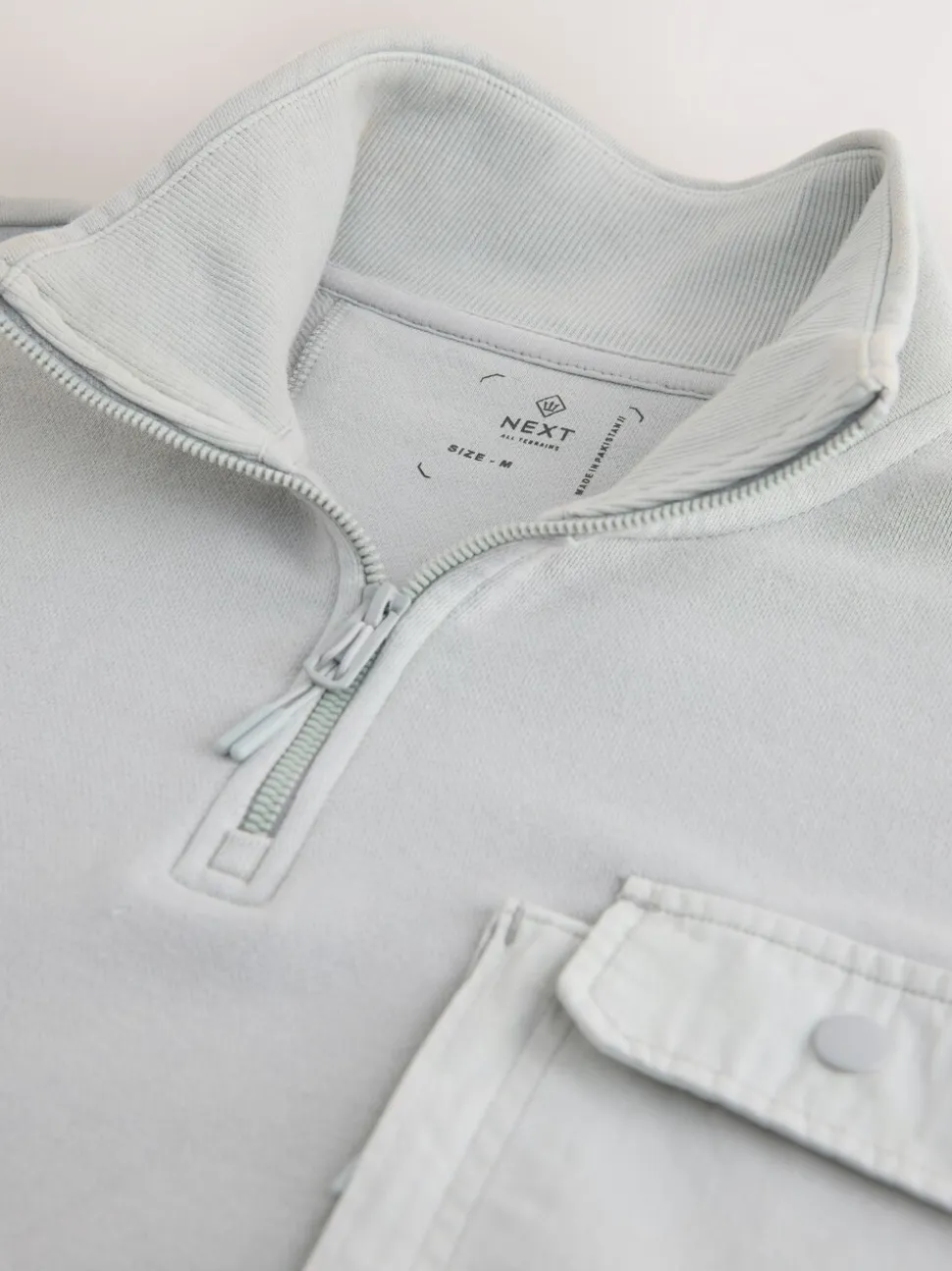 Grey Garment Washed Utility Quarter Zip Sweatshirt