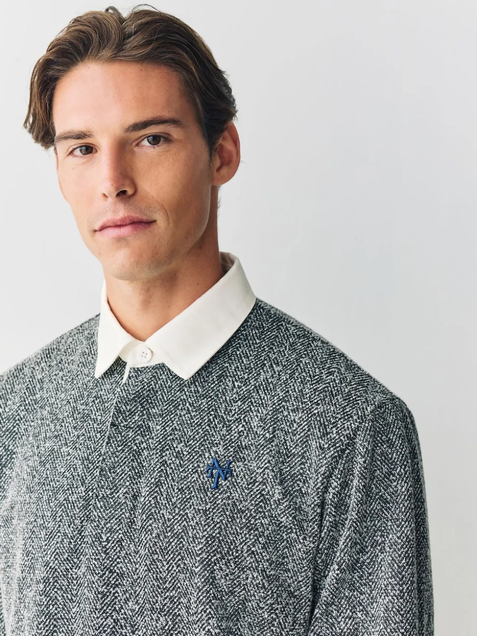 Grey Herringbone Rugby Shirt