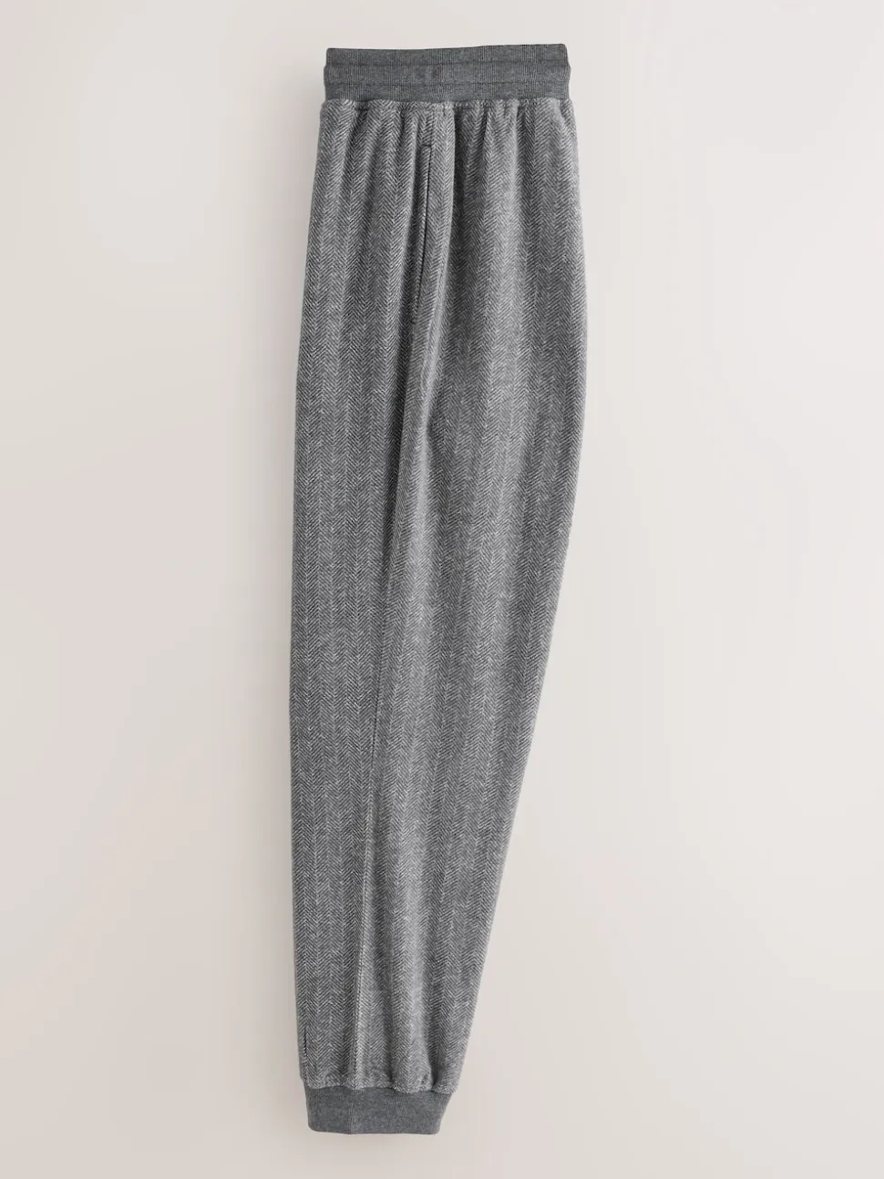 Grey Herringbone Thermal Fleece Cuffed Check Pyjama Bottoms