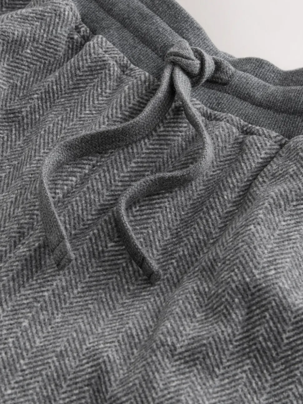 Grey Herringbone Thermal Fleece Cuffed Check Pyjama Bottoms
