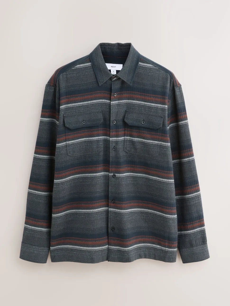 Grey Horizontal Stripe Long Sleeve Shirt