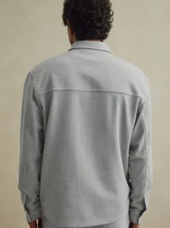 Grey Jersey Twill Popper Shacket