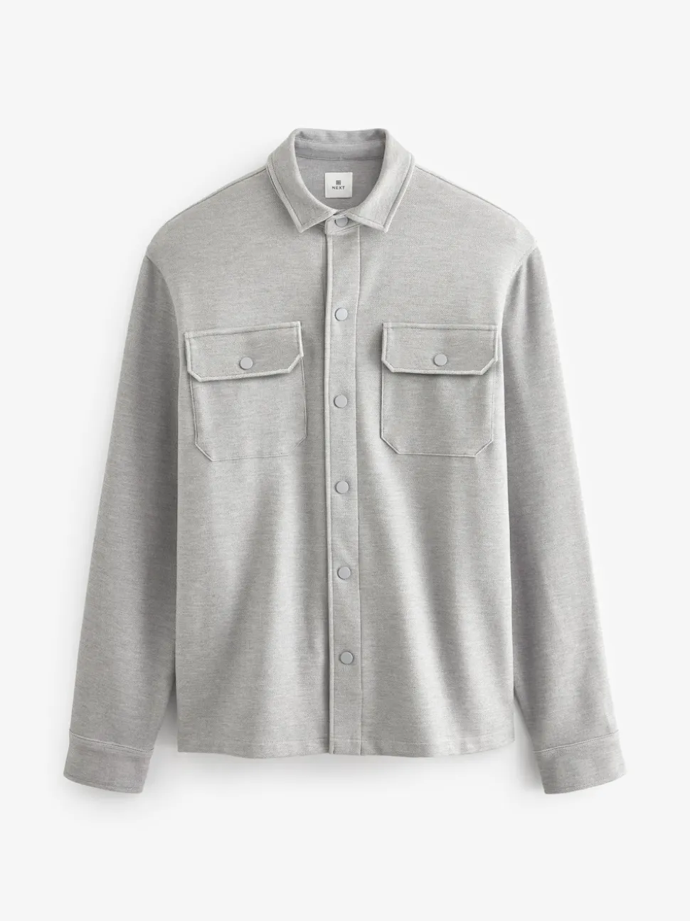 Grey Jersey Twill Popper Shacket