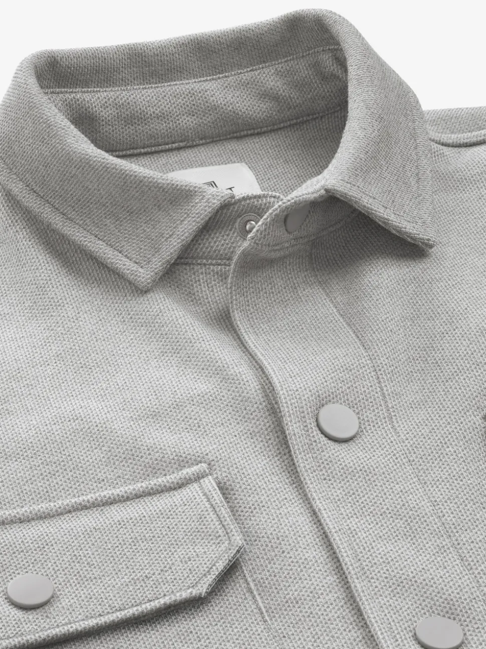 Grey Jersey Twill Popper Shacket