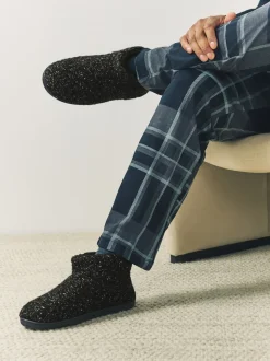 Grey Knitted Boot Slippers
