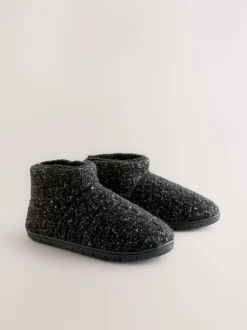 Grey Knitted Boot Slippers