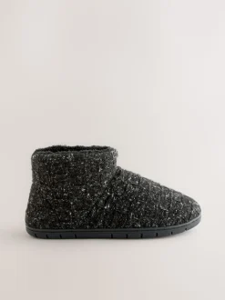 Grey Knitted Boot Slippers