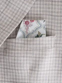Grey Linen Blend Check Tailored Suit Jacket