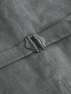 Grey Linen Blend Texture Suit Waistcoat