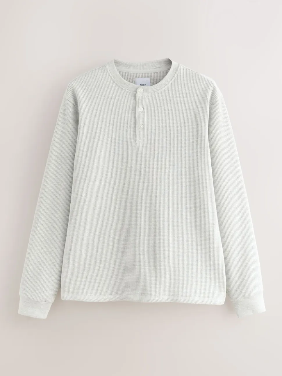 Grey Long Sleeve Grandad Collar T-Shirt
