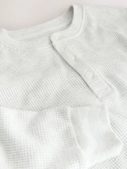 Grey Long Sleeve Grandad Collar T-Shirt