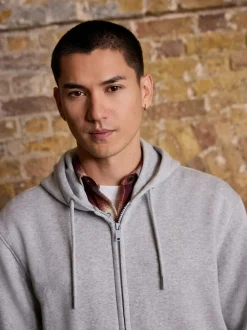 Grey Marl Cotton Rich Heavyweight Jersey Full Zip Hoodie