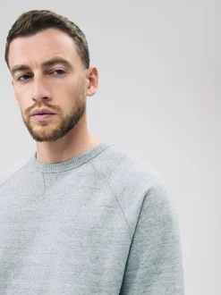 Grey Marl Crew Sweatshirt Heavyweight Garment Washed