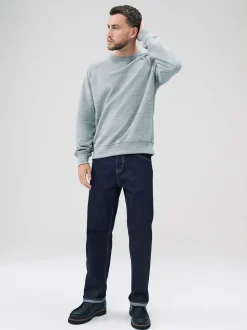 Grey Marl Crew Sweatshirt Heavyweight Garment Washed