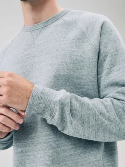 Grey Marl Crew Sweatshirt Heavyweight Garment Washed