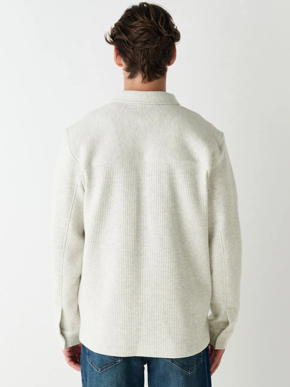 Grey Marl Linear Texture Popper Shacket