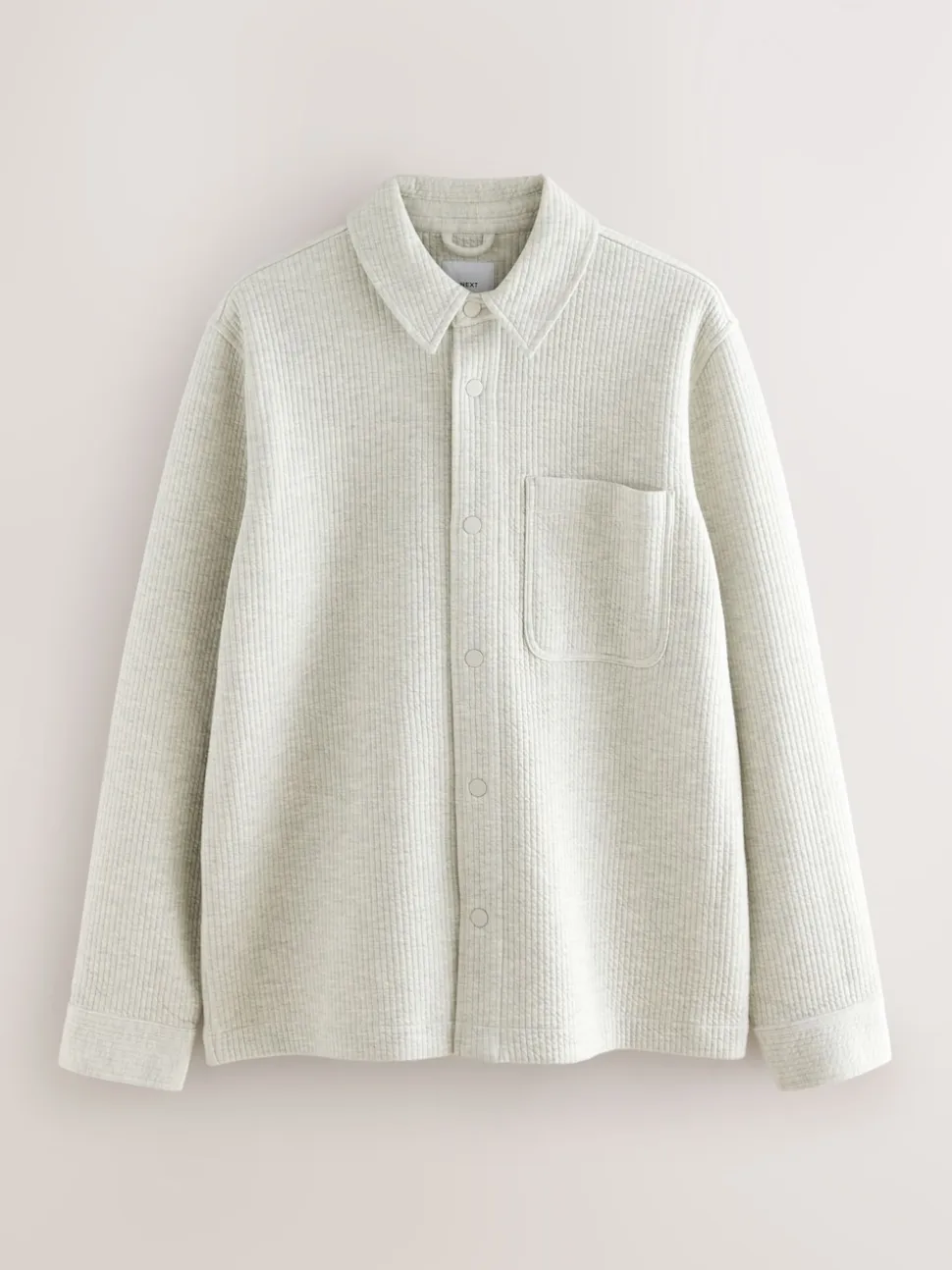 Grey Marl Linear Texture Popper Shacket