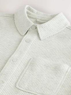 Grey Marl Linear Texture Popper Shacket