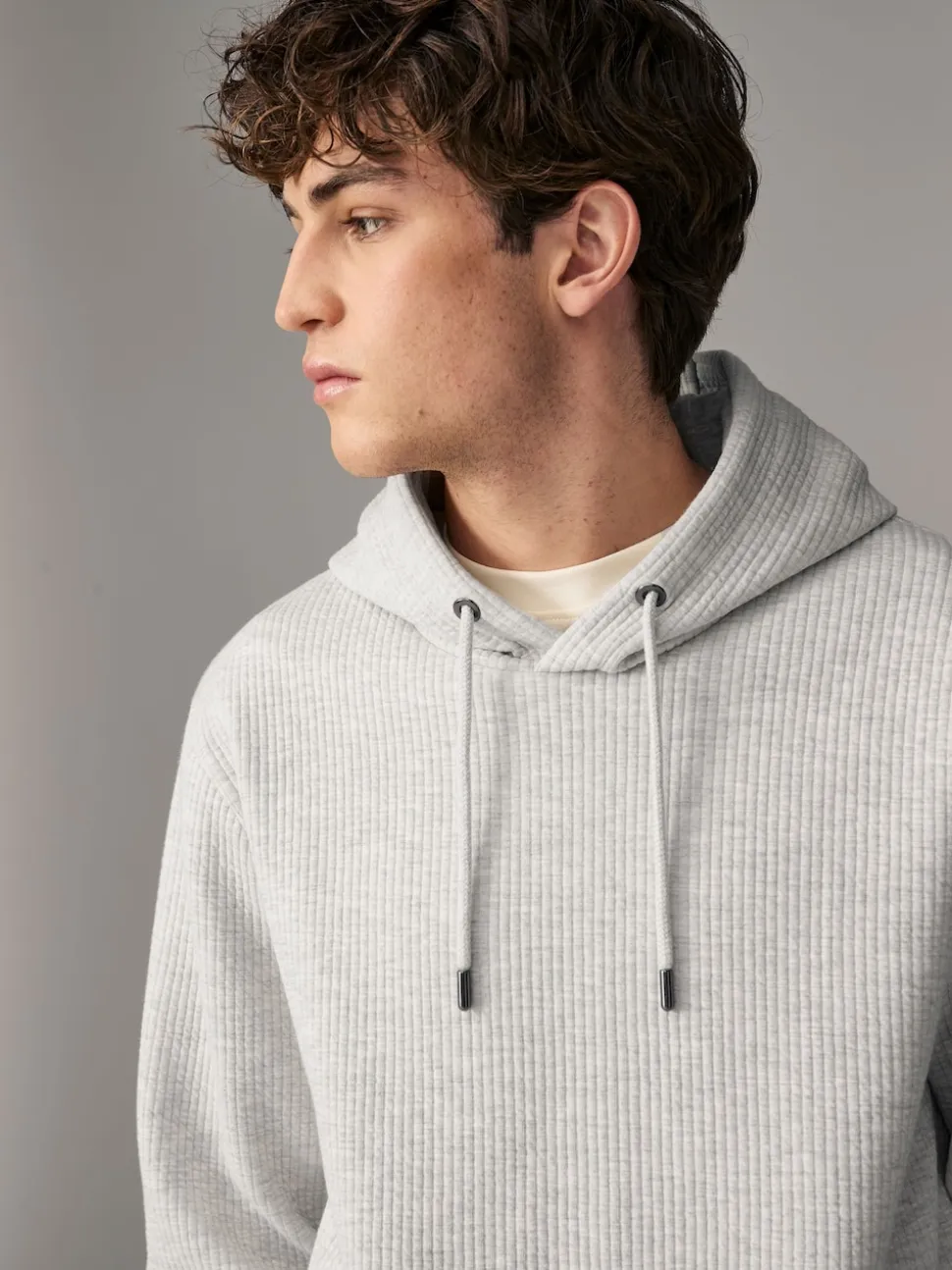Grey Marl Linear Texture Hoodie