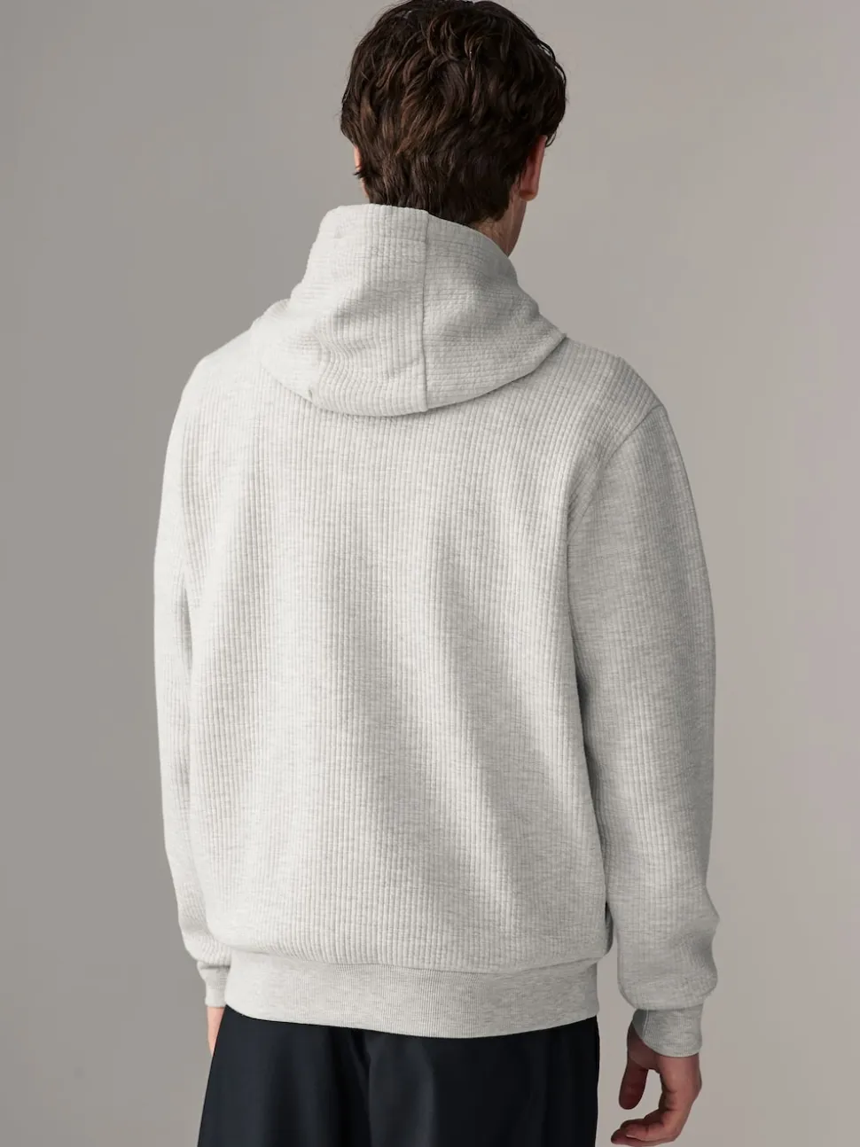 Grey Marl Linear Texture Hoodie