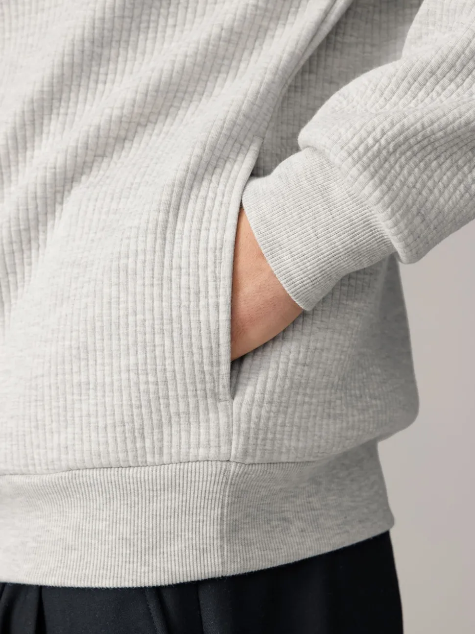 Grey Marl Linear Texture Hoodie