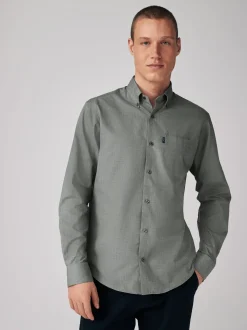 Grey Marl Regular Fit Button Down Easy Iron Oxford Shirt