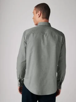 Grey Marl Regular Fit Button Down Easy Iron Oxford Shirt