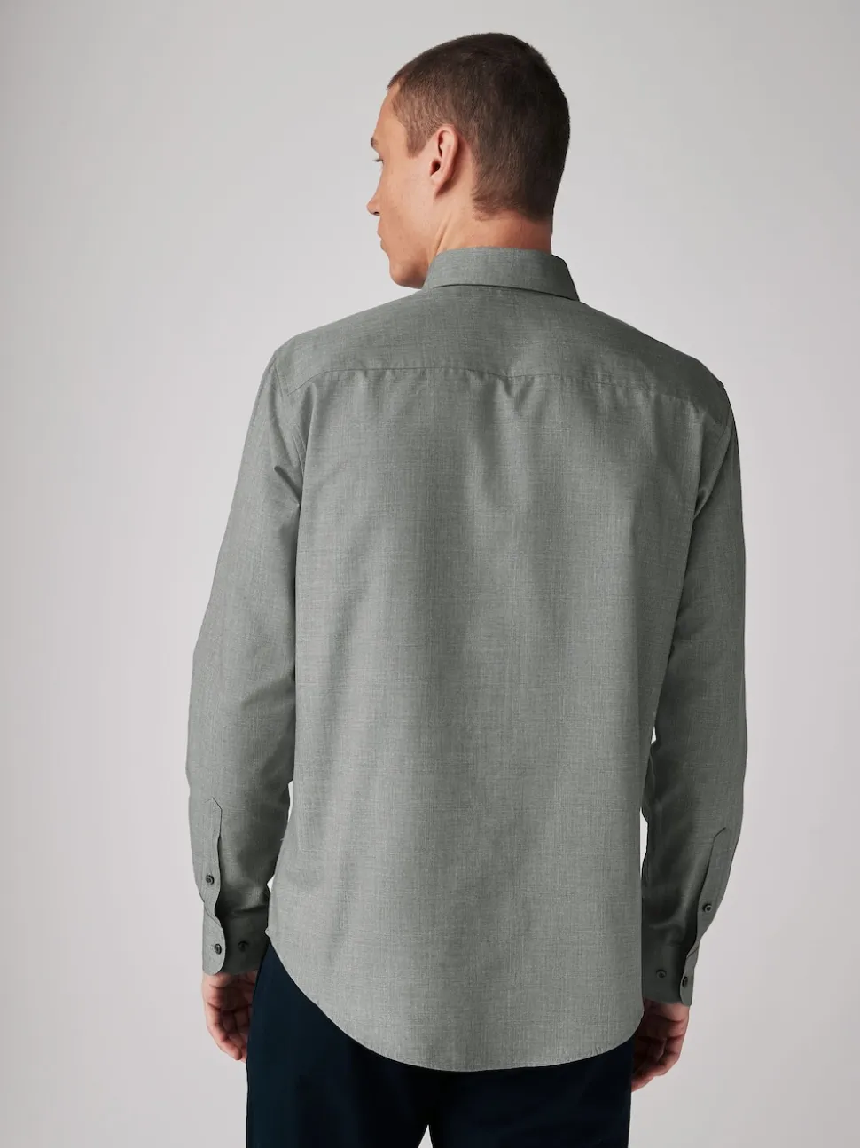 Grey Marl Regular Fit Button Down Easy Iron Oxford Shirt