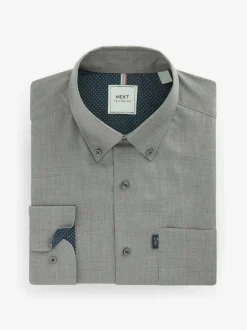 Grey Marl Regular Fit Button Down Easy Iron Oxford Shirt