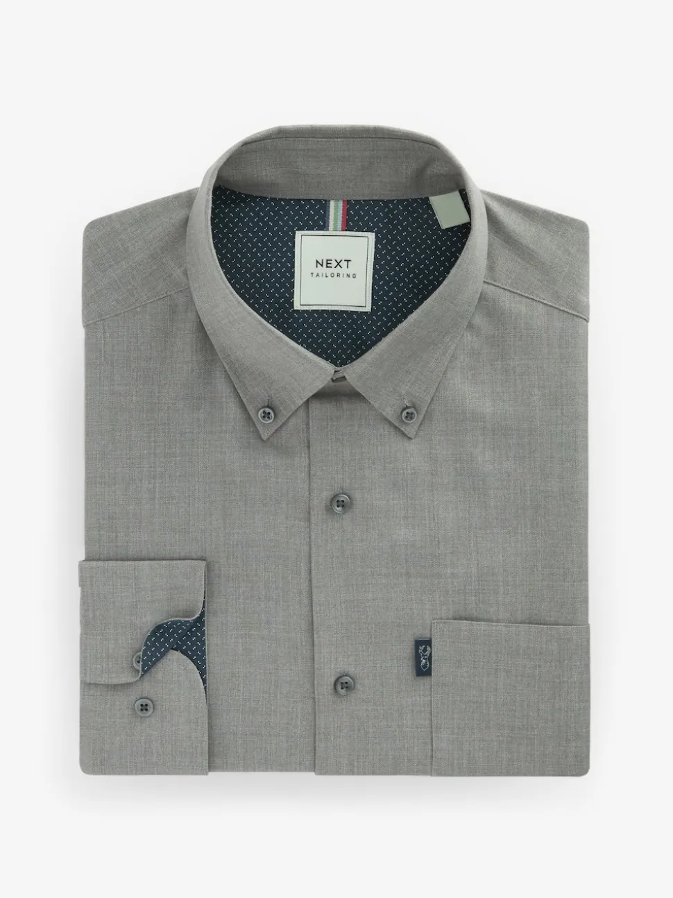Grey Marl Regular Fit Button Down Easy Iron Oxford Shirt
