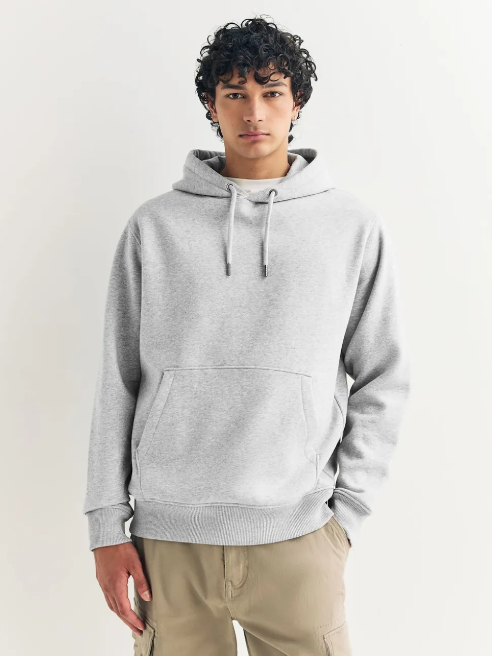 Grey Marl Regular Fit Heavyweight Cotton Rich Jersey Hoodie