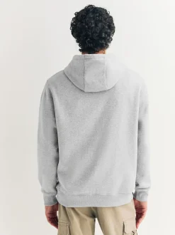 Grey Marl Regular Fit Heavyweight Cotton Rich Jersey Hoodie