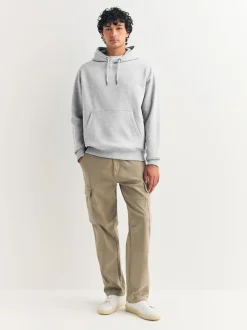 Grey Marl Regular Fit Heavyweight Cotton Rich Jersey Hoodie