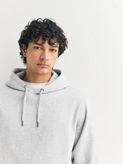 Grey Marl Regular Fit Heavyweight Cotton Rich Jersey Hoodie