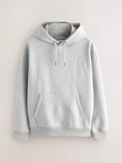 Grey Marl Regular Fit Heavyweight Cotton Rich Jersey Hoodie