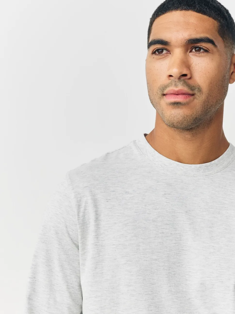 Grey Marl Regular Fit Long Sleeve Crew Neck T-Shirt