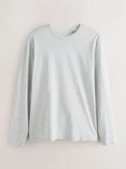 Grey Marl Regular Fit Long Sleeve Crew Neck T-Shirt