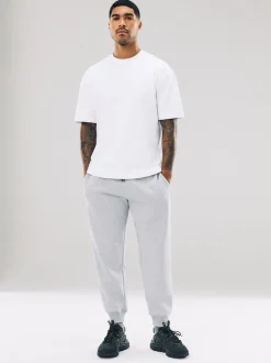 Grey Marl Slim Fit Slim Fit Brushback Heavyweight Joggers