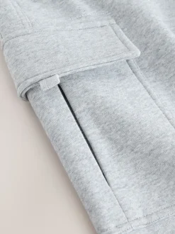 Grey Marl Slim Fit Slim Fit Brushback Heavyweight Cargo Joggers