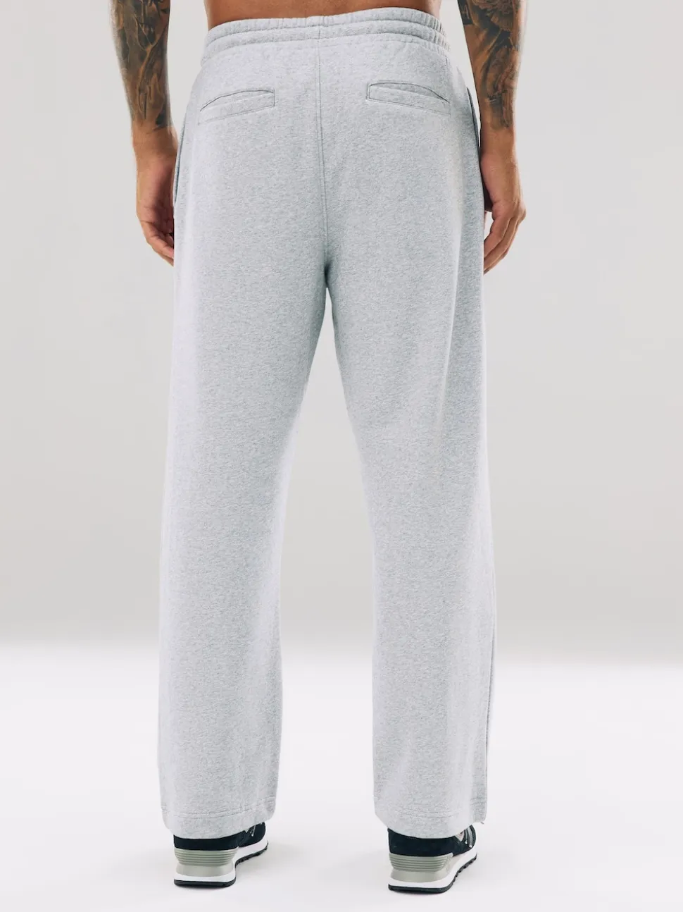 Grey Marl Straight Fit Brushback Heavyweight Joggers