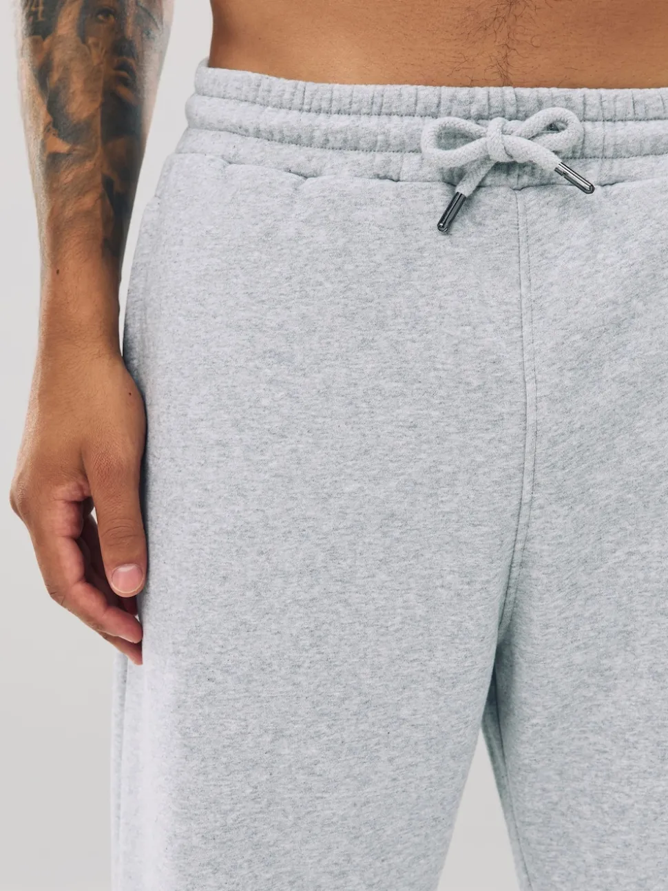 Grey Marl Straight Fit Brushback Heavyweight Joggers