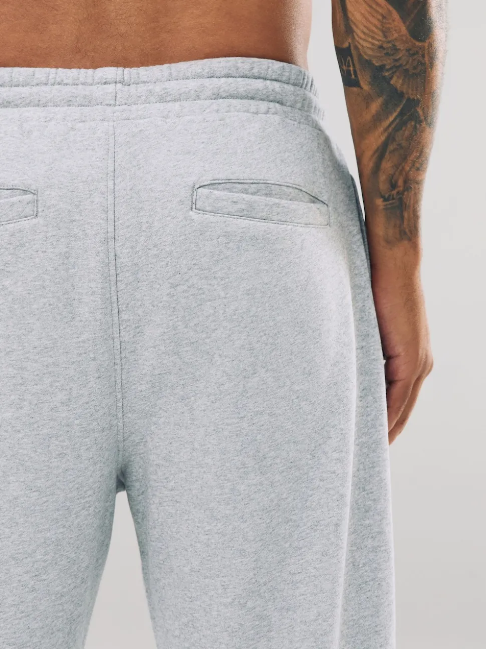 Grey Marl Straight Fit Brushback Heavyweight Joggers
