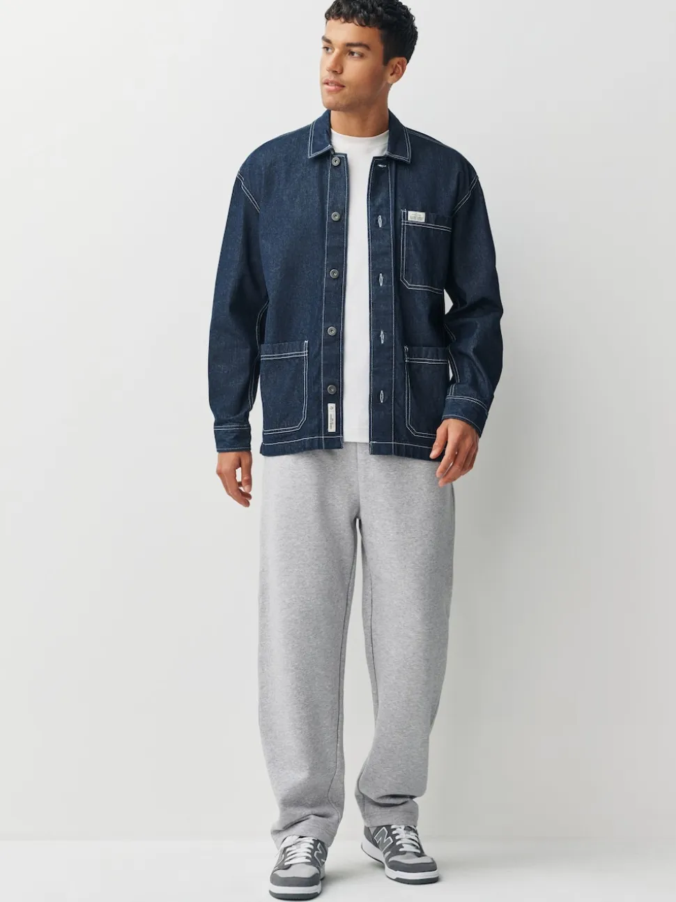 Grey Marl/Navy Blue Straight Fit Brushback Heavyweight 2 Pack Joggers