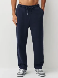 Grey Marl/Navy Blue Straight Fit Brushback Heavyweight 2 Pack Joggers